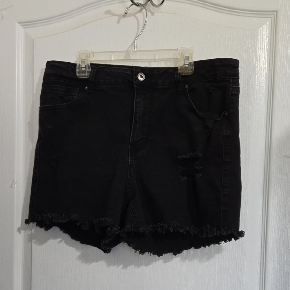Wax Jean Black Distressed Jean Shorts